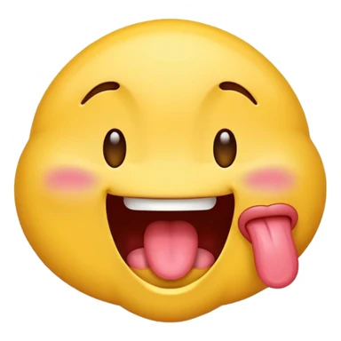 Emoji sticking its tongue out and drooling while looking up ecstatic sticker