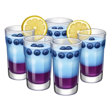 Four shot glasses with blueberry lemon drop in them  sticker