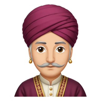 Fatih Sultan Mehmet, Ottoman sultan, wearing a turban and traditional robes, regal and wise expression sticker