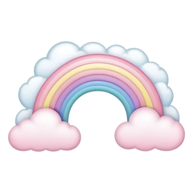 pastel pink rainbow arch with fluffy clouds sticker