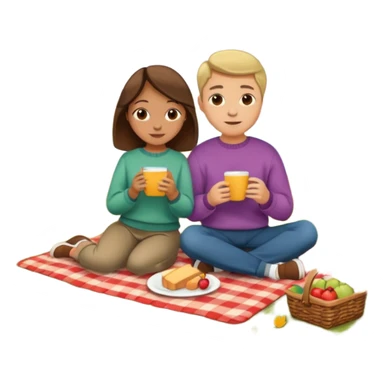 Couple having a picnic fall scenery sticker