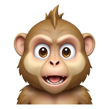 Cinematic Comical Macaque Portrait Emoji, Head tilted dramatically with an exaggerated, shocked expression and a raised eyebrow, featuring a lively, nimble build with spiky fur and wide, comically expressive eyes, Simplified yet hilariously animated features, highly detailed, glowing with a slightly sassy, vibrant glow, high shine, dramatic yet playful, stylized with an air of cheeky primate attitude, soft glowing outline, capturing the essence of a meme-worthy macaque that looks ready to deliver a playful side-eye into viral fame! sticker