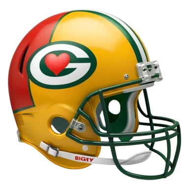 Green Bay packers helmet with a heart near it sticker