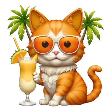 Cat wearing sunglasses drinking a pina colada  sticker