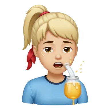 I want to have the regular puke emoji (this one :face_with_open_mouth_vomiting: ) but with a pony tail, like Ariana Grande sticker