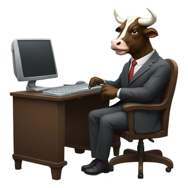 bull wearing suit using computer sticker
