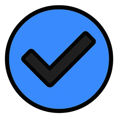 checkmark inside a blue circle sticker