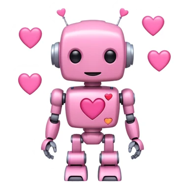 cute pink robot with hearts pink sticker