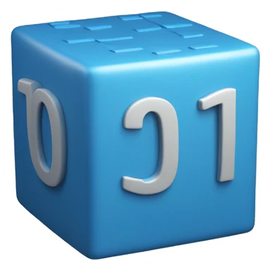 The logo consists of a blue, three-dimensional cube with binary numbers '1010' on its side.  sticker