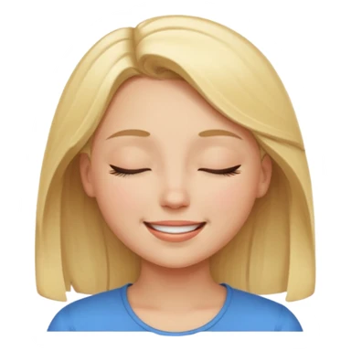 Happy blonde girl with eyes closed and mouth smiling sticker