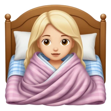 Cute girl going to bed with blanket  sticker