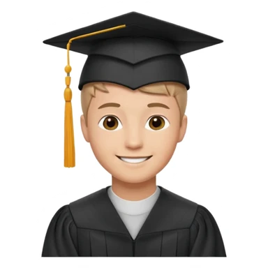 Graduated Students, Male, proudly, short hair, wearing graduation cap sticker