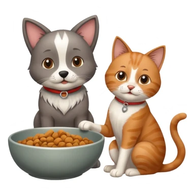 The dog is itching because of fleasThe dog is itching because of fleas, the cat is eating a lot of food from the bowl sticker