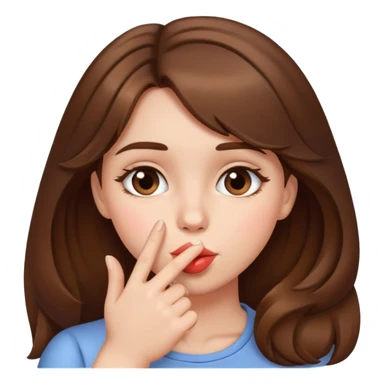 brown haired girl portrait kissing her finger sticker