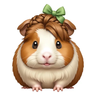 guinea pig with bow braids  sticker