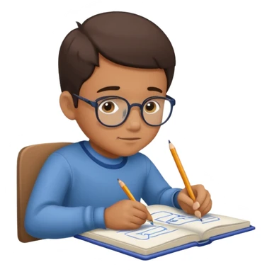 boy drawing pic of grandpa on notebook sticker