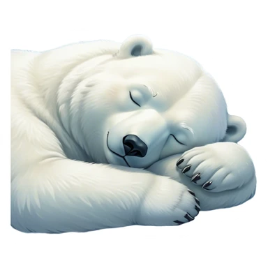 Meme-Worthy cute Sleeping Polar Bear Portrait Emoji, Head resting peacefully with a contented smile, showcasing a luxuriously soft snowy coat and eyes closed in serene slumber, Simplified yet hilariously adorable features, highly detailed, glowing with a soft, drowsy polar light, high shine, relaxed and utterly lovable, stylized with an air of playful laziness, bright and heartwarming, soft glowing outline, capturing the essence of a sleeping polar guardian that feels destined to become the next viral sensation of adorable rest! sticker