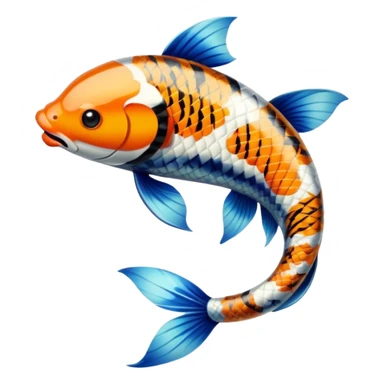 Exotic Tropical Floral Swirl-Patterned Tribal Pretty Asian ornate painted Japanese aesthetic beautiful shiny pretty glossy smooth Koi-Fish with tiger stripes on it sticker