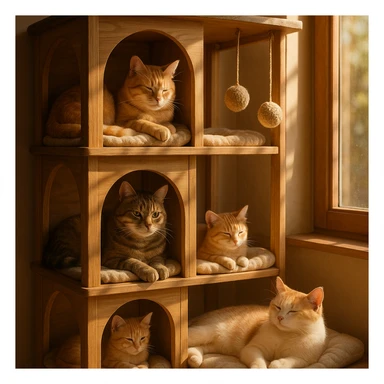 cats relaxing in a vertical playhouse sticker