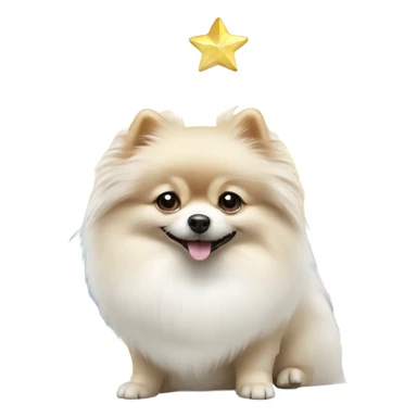 White Pomeranian dog under Christmas tree  sticker