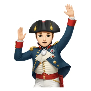 Napoleon Bonaparte in his iconic military uniform and bicorne hat dancing the Macarena dance sticker