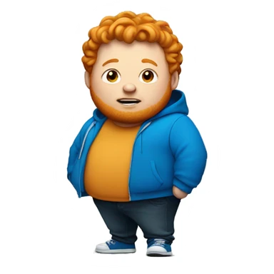 A very fat ginger with a blue hoodie sticker