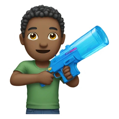 A emoji holding a water gun sticker