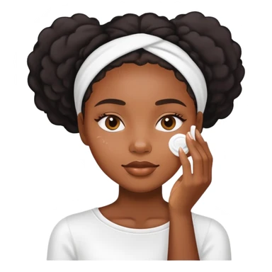 Black girl applying face cream for skincare routine sticker