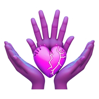 Neon cyberpunk style 
heart made of  hands sticker