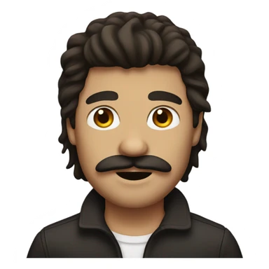 dark brown mullet guy with moustache sticker