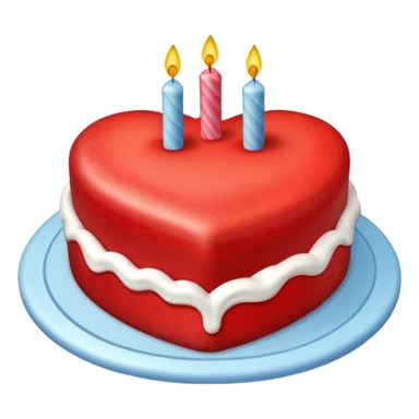 Red heart shaped birthday cake sticker