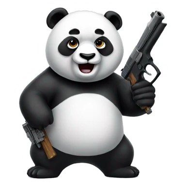 Panda with gun sticker