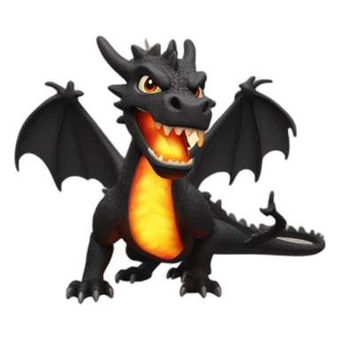 Black dragon excited with fire in background sticker