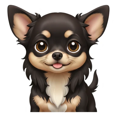 Black chihuahua with lop ears long hair sticker