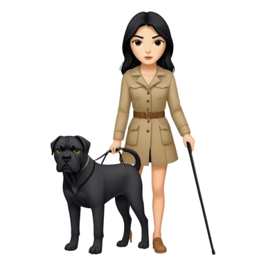 Kendall Jenner with long black hair holding a black Cane Corso dog sticker