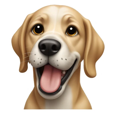 Dog with black bone in mouth sticker