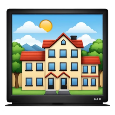 real estate site. A pc with houses that is for sold or rent sticker