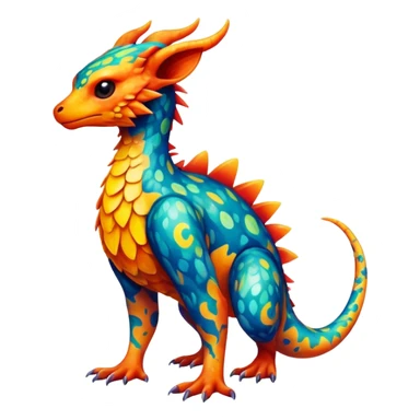 a vibrant colorful edgy vernid-fionbri-creature with splash patterns full body sticker