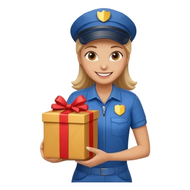 woman courier holding gift box sticker