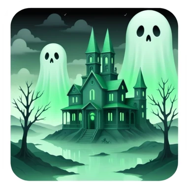 Ghostly Pastel Black Green White Spectral Gloomy Dusky Dystopian Apocalyptic Aesthetic Scenery Deco sticker