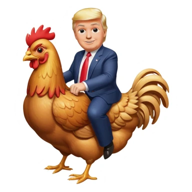 Donald Trump riding a chicken  sticker