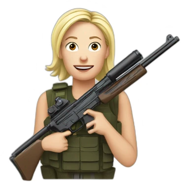 Marine Le pen with a shotgun sticker