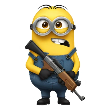 Minion with sunglasses and a gun sticker