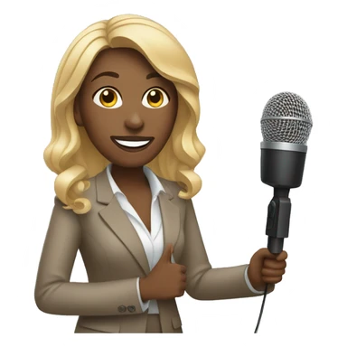 black woman news reporter with microphone sticker