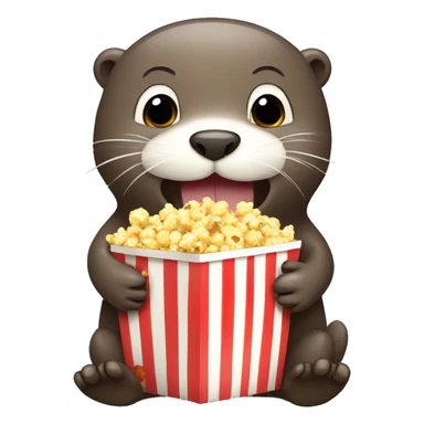 a cute otter eating popcorn sticker