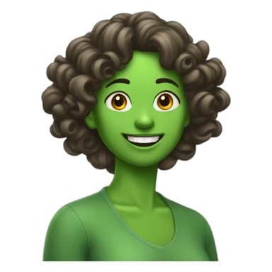 Una mujer de cabello rizado verde riendo sticker