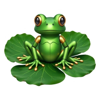 robot frog on lotus leaf sticker