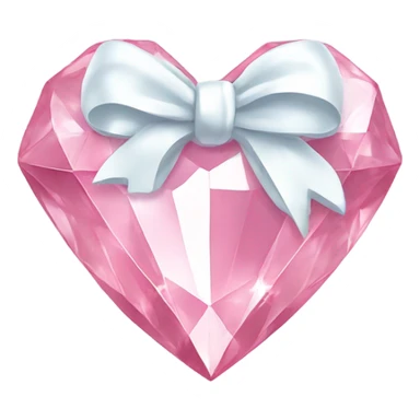 Pastel pink diamond crystal heart with white bow sticker
