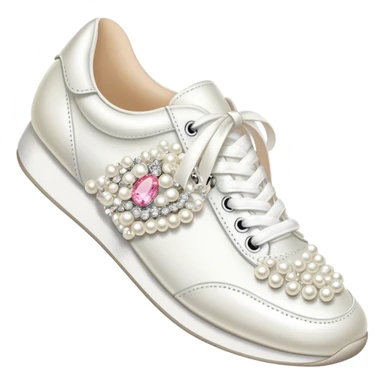 Pearl-encrusted Betsey Johnson white bridal tennis shoes sticker
