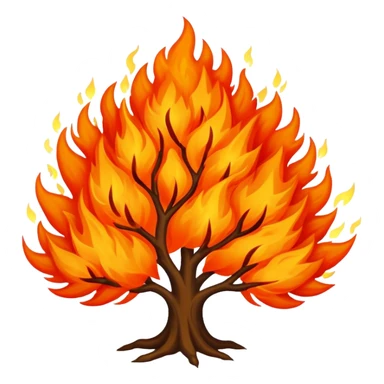 Burning bush with bright orange flames sticker